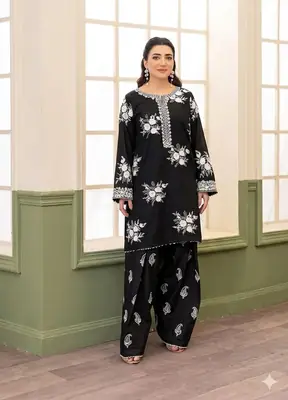 2 Pcs Women's Unstitched Embroidered Suit