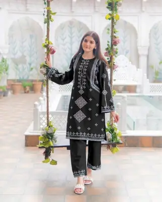 2 Pcs Women's Unstitched Embroidered Suit