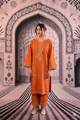 2 Pcs Women's Unstitched Embroidered Suit