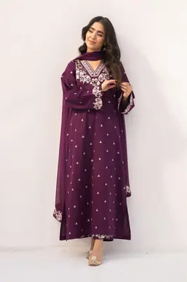 2 Pcs Women's Unstitched Embroidered Suit