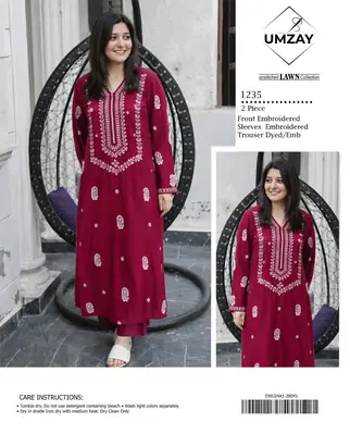 2 Pcs Women's Unstitched Embroidered Suit