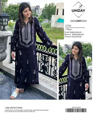 2 Pcs Women's Unstitched Embroidered Suit