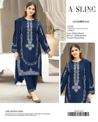 2 Pcs Women's Unstitched Embroidered Suit