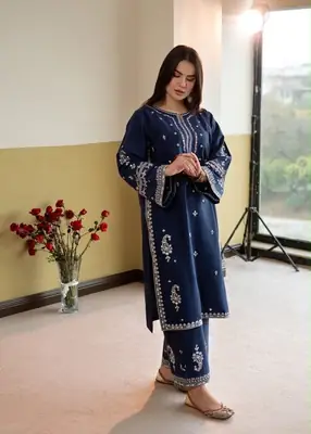2 Pcs Women's Unstitched Embroidered Suit