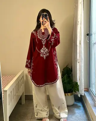 2 Pcs Women's Unstitched Embroidered Suit