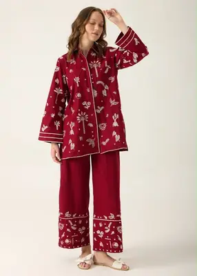 2 Pcs Women's Unstitched Embroidered Suit