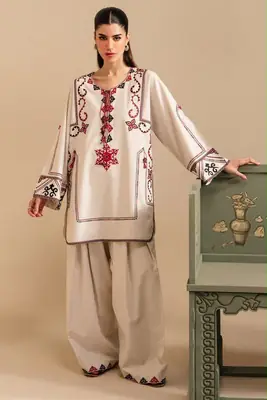 2 Pcs Women's Unstitched Embroidered Suit