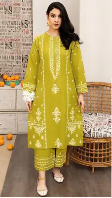 2 Pcs Women's Unstitched Embroidered Suit