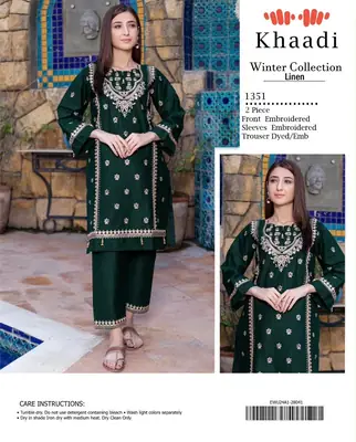 2 Pcs Women's Unstitched Embroidered Suit
