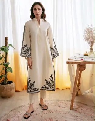 2 Pcs Women's Unstitched Embroidered Suit