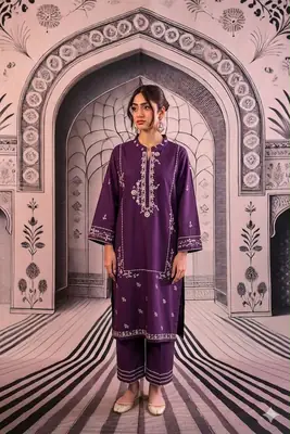 2 Pcs Women's Unstitched Embroidered Suit