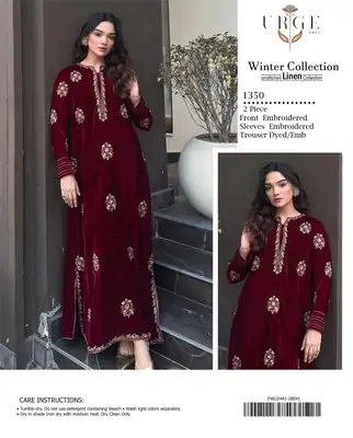 2 Pcs Women's Unstitched Embroidered Suit