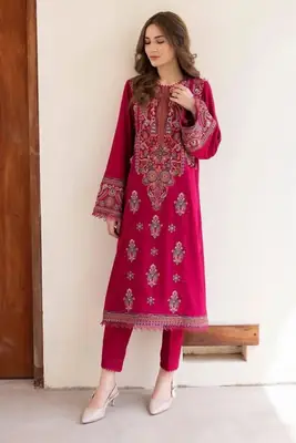 2 Pcs Women's Unstitched Embroidered Suit