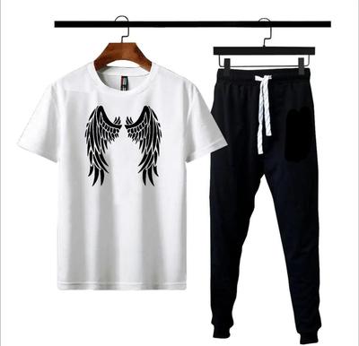 Men White Angel Wings Printed T-Shirt Set Medium to XL thumbnail 3