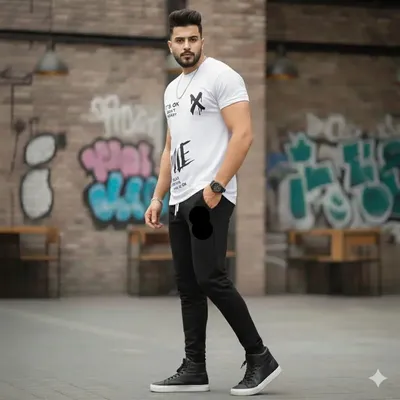 Men Printed Track Suit White Black Micro Interlock thumbnail 3