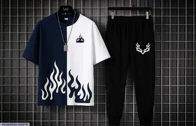 Blue Printed Track Suit for Men Micro Interlock
