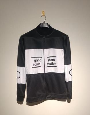 Men's Black White Printed Fleece Zipper Jacket Large XL thumbnail 2
