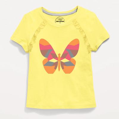 Kids Butterfly T-Shirt Yellow Cotton for Girls thumbnail 2