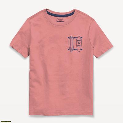 Kids Cotton Skateboard T-Shirt Coral Navy thumbnail 2