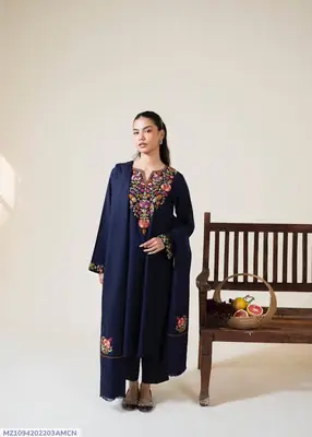 3 Pcs Women's Unstitched Embroidered Suit