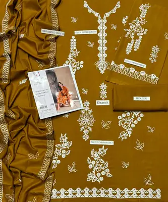 3 Pcs Women's Unstitched Embroidered Suit thumbnail 6