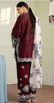 3 Pcs Women's Unstitched Embroidered Suit thumbnail 8