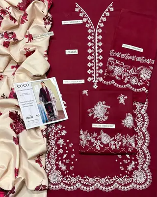 3 Pcs Women's Unstitched Embroidered Suit thumbnail 9