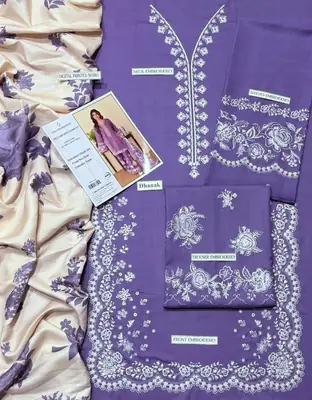 3 Pcs Women's Unstitched Embroidered Suit thumbnail 11
