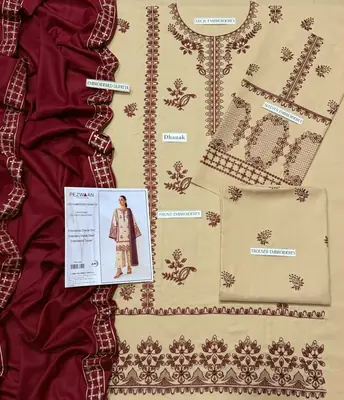 3 Pcs Women's Unstitched Embroidered Suit thumbnail 24
