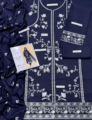3 Pcs Women's Unstitched Embroidered Suit thumbnail 26