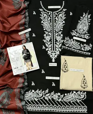 3 Pcs Women's Unstitched Embroidered Suit thumbnail 32