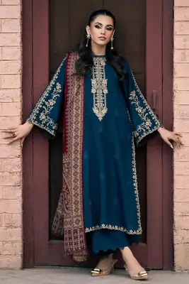 3 Pcs Women's Unstitched Embroidered Suit thumbnail 34