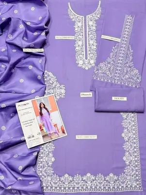 3 Pcs Women's Unstitched Embroidered Suit thumbnail 44