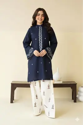 2 Pcs Women's Unstitched Embroidered Suit