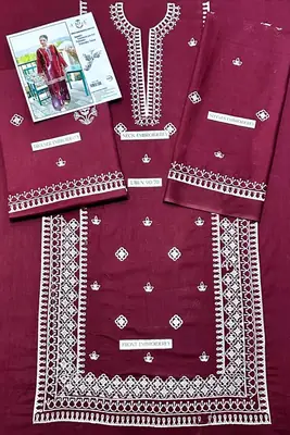2 Pcs Women's Unstitched Embroidered Suit thumbnail 2