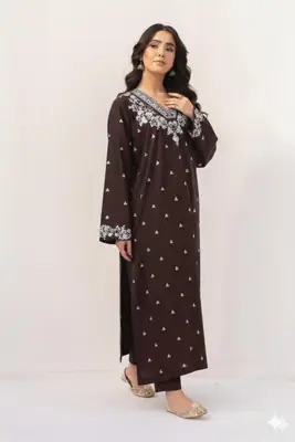 2 Pcs Women's Unstitched Embroidered Suit