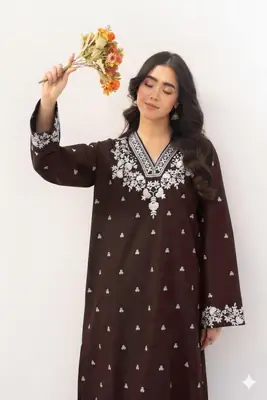 2 Pcs Women's Unstitched Embroidered Suit thumbnail 3