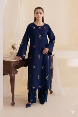 2 Pcs Women's Unstitched Embroidered Suit