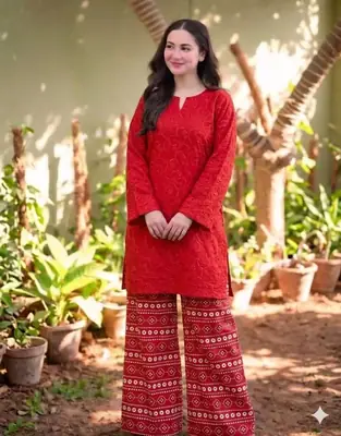 2 Pcs Women's Unstitched Chikankari Embroidered Suit