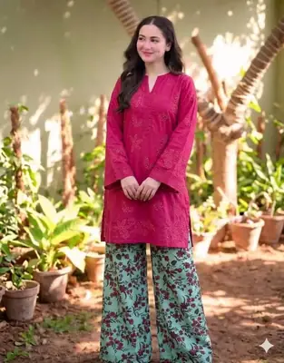 2 Pcs Women's Unstitched Chikankari Embroidered Suit