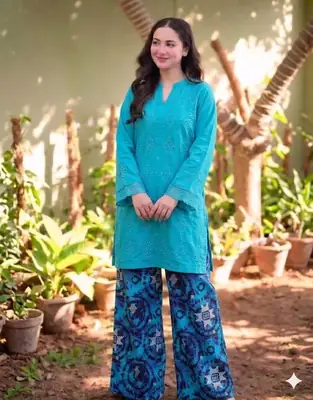 2 Pcs Women's Unstitched Chikankari Embroidered Suit
