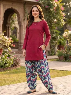 2 Pcs Women's Unstitched Chikankari Embroidered Suit