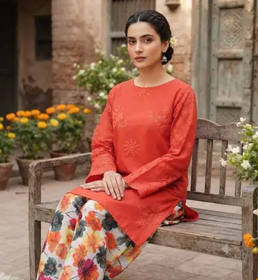 2 Pcs Women's Unstitched Chikankari Embroidered Suit