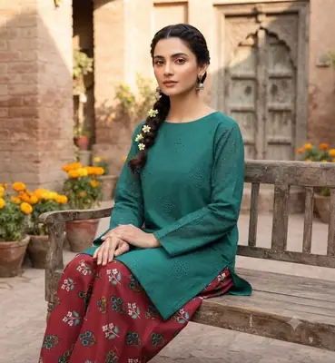 2 Pcs Women's Unstitched Chikankari Embroidered Suit