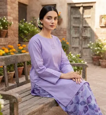 2 Pcs Women's Unstitched Chikankari Embroidered Suit