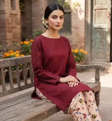 2 Pcs Women's Unstitched Chikankari Embroidered Suit