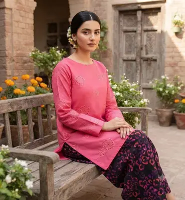 2 Pcs Women's Unstitched Chikankari Embroidered Suit