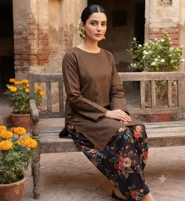 2 Pcs Women's Unstitched Chikankari Embroidered Suit