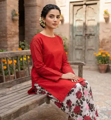 2 Pcs Women's Unstitched Chikankari Embroidered Suit