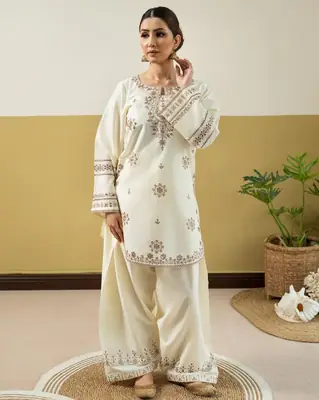 2 Pcs Women's Unstitched Embroidered Suit